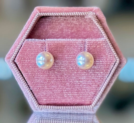 14K White Gold Akoya Pearl Stud Earrings