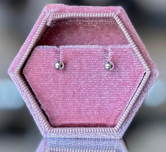 14K White Gold Ball Post Earrings