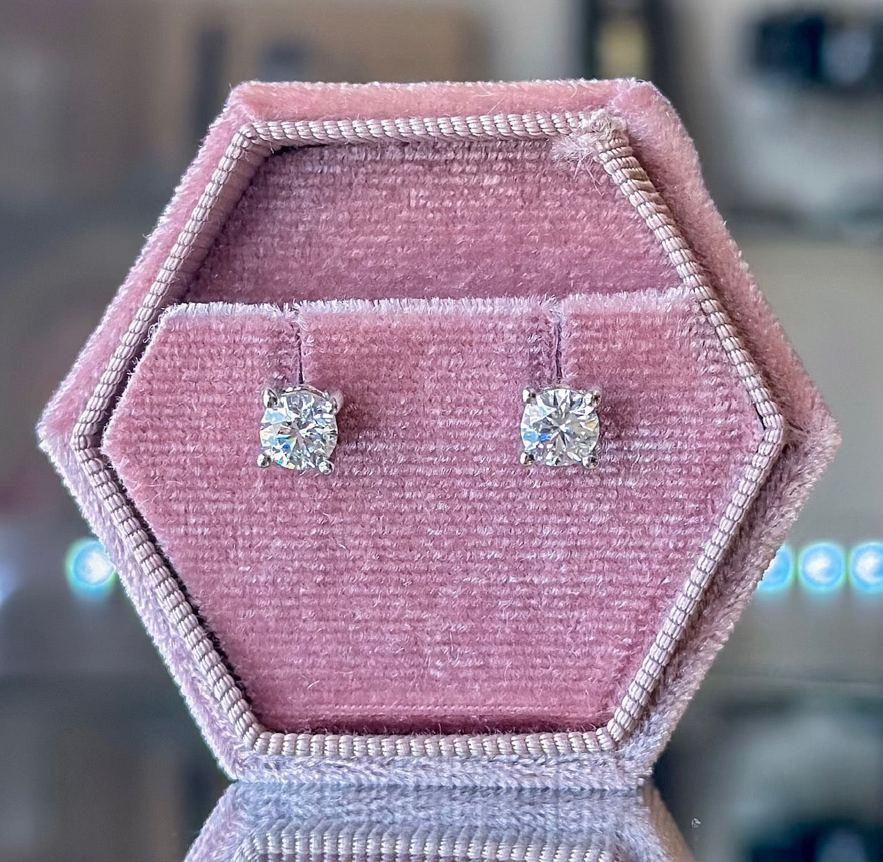 14K White Gold LAB-GROWN Diamond Stud Earrings