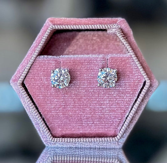 14K White Gold LAB-GROWN Diamond Stud Earrings