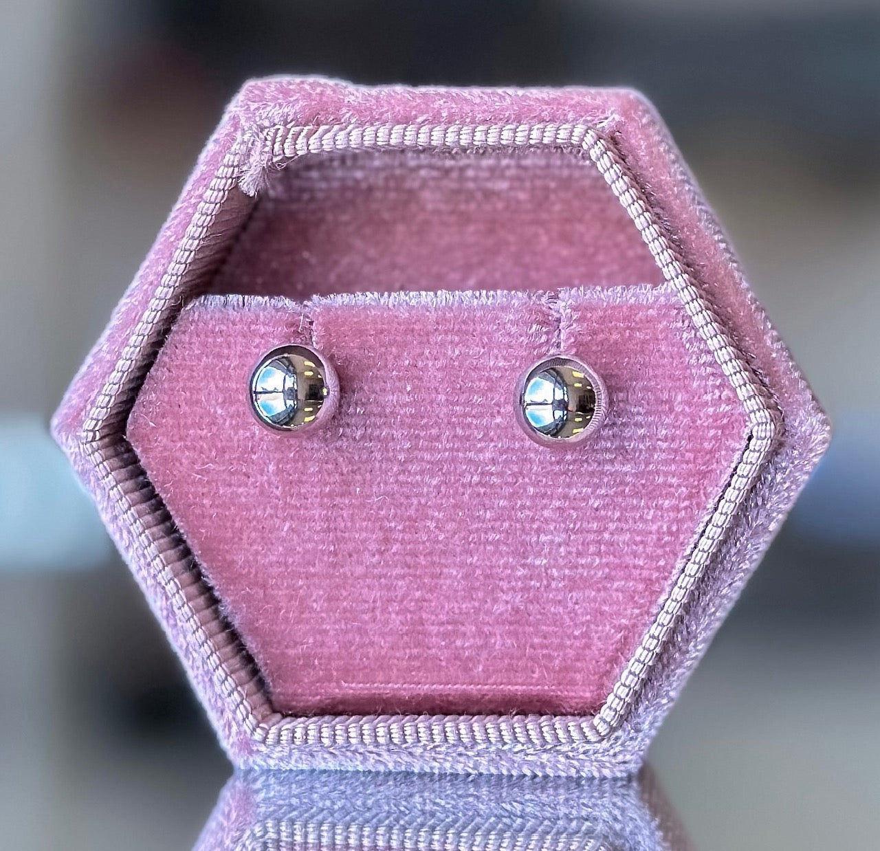 14K White Gold Ball Post Earrings