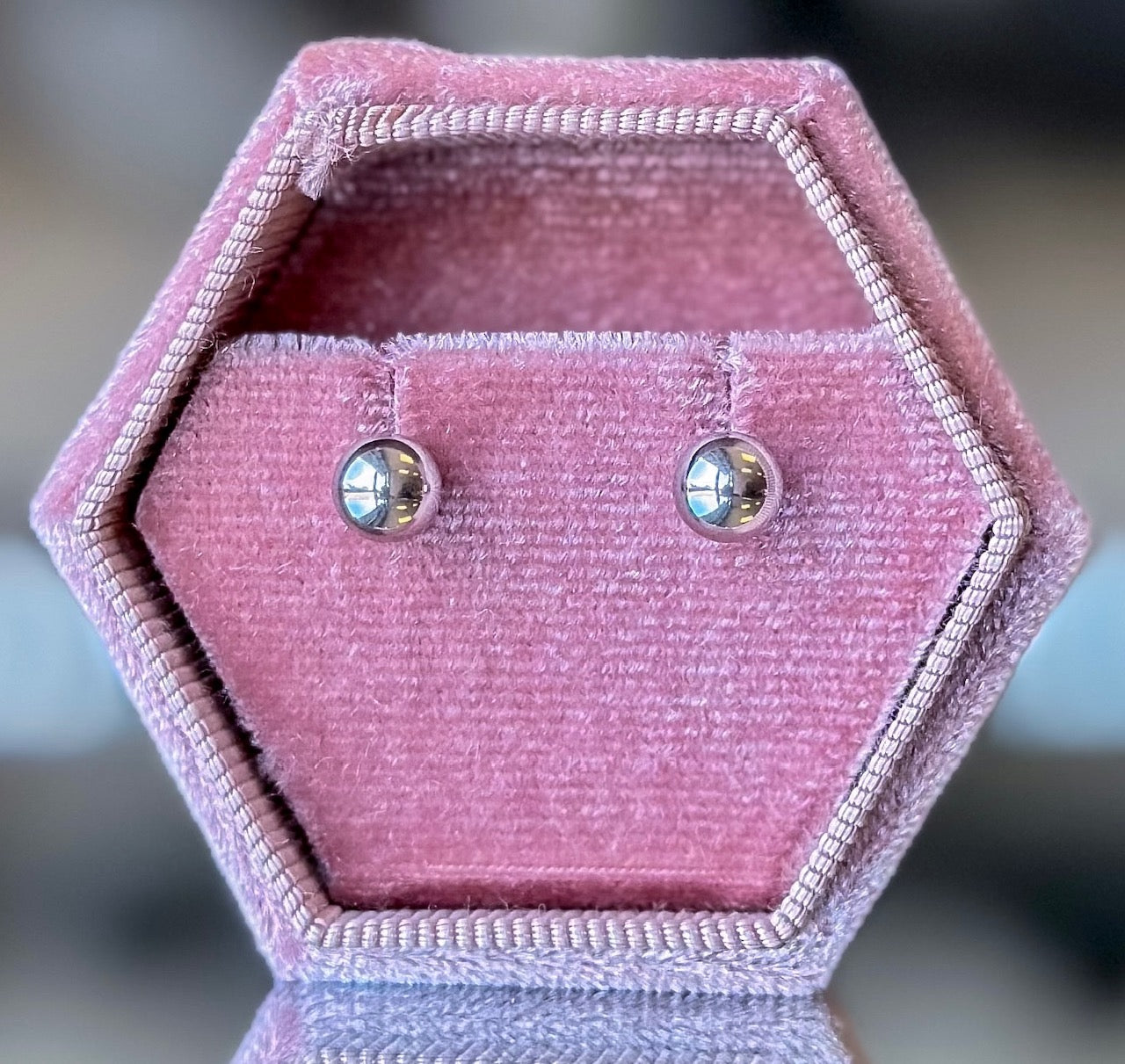 14K White Gold Ball Post Earrings