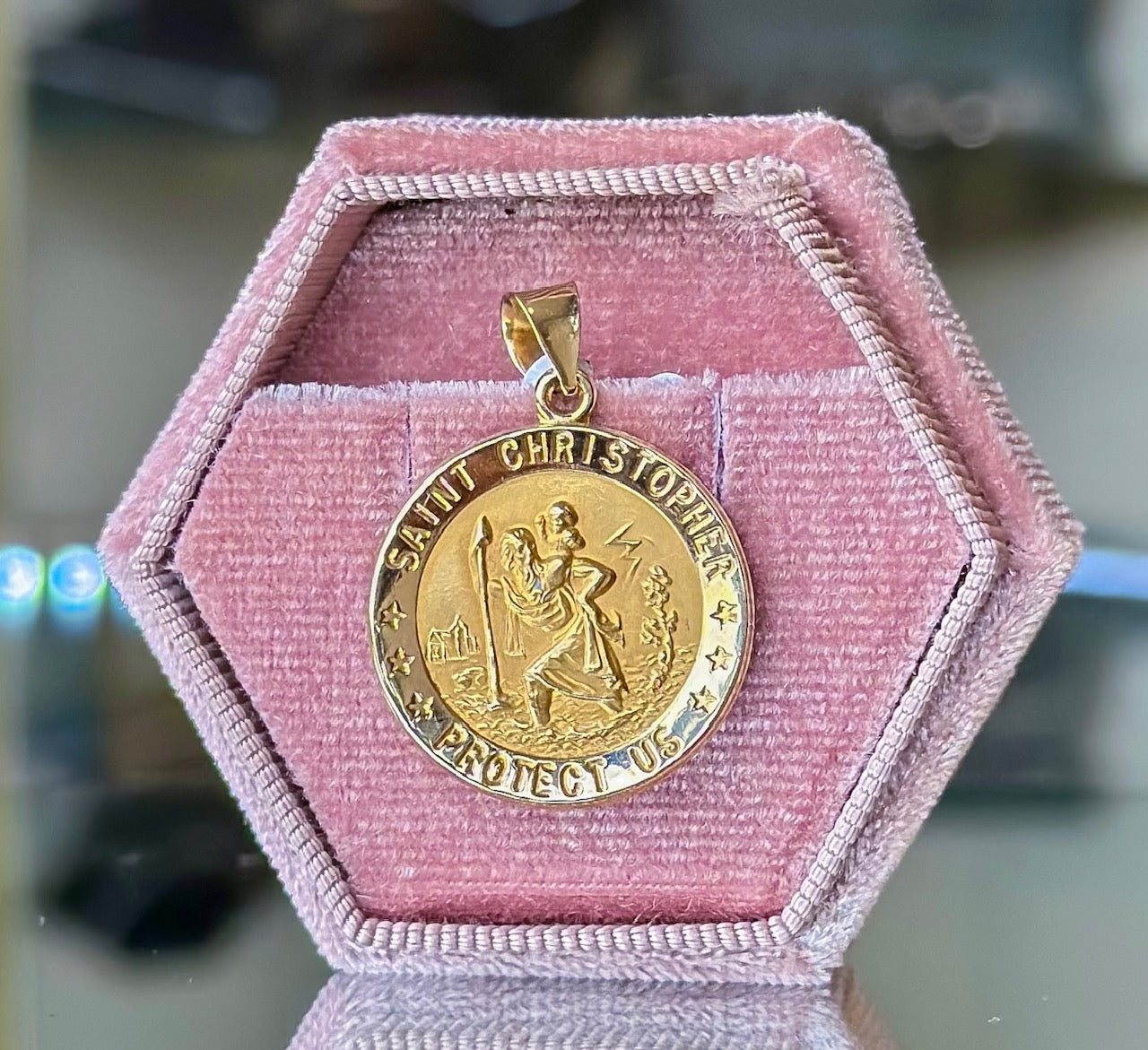 14K Yellow Gold Saint Christopher Medal Pendant